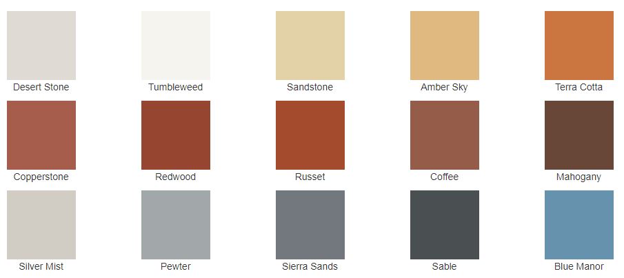 Acme TC Cladding colors that are available through Masonry Resource Company. 